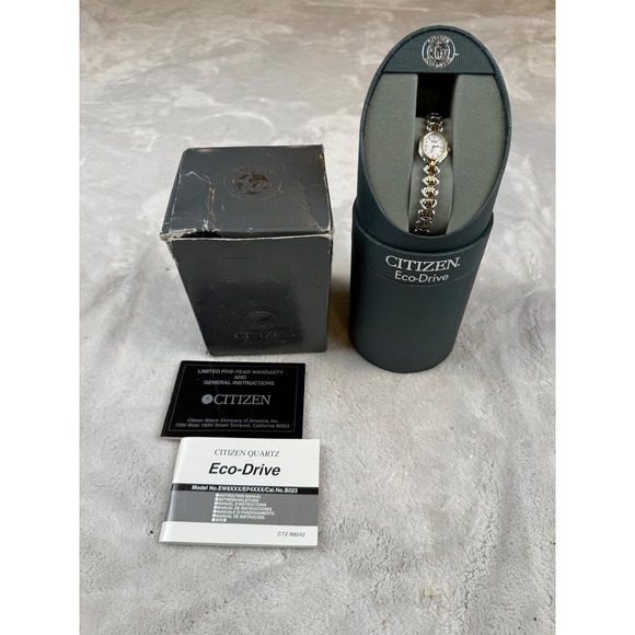 Citizen Accessories - Citizen Eco-Drive Womens Two Tone Watch B023-K005855 Horseshoe Link Bracelet